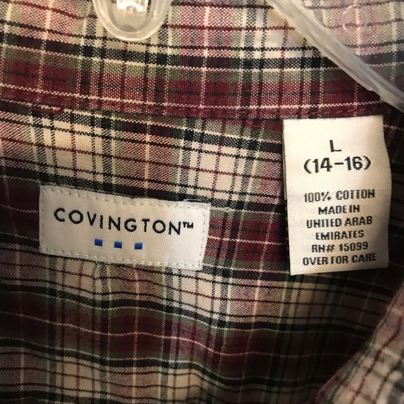 Boys Plaid Long Sleeve Button Front Shirt Large - Picture 3 of 4